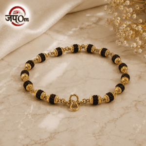 Gold Plated Black Grace Rudraksha Bracelet - For Women