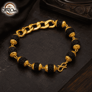 Gold Plated Black Links Rudraksha Bracelet For Men