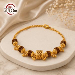 Gold Plated Cubio Rudraksha Bracelet For Women