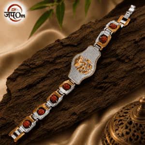 Gold Plated Ganesh Ji Duotone Rudraksha Bracelet