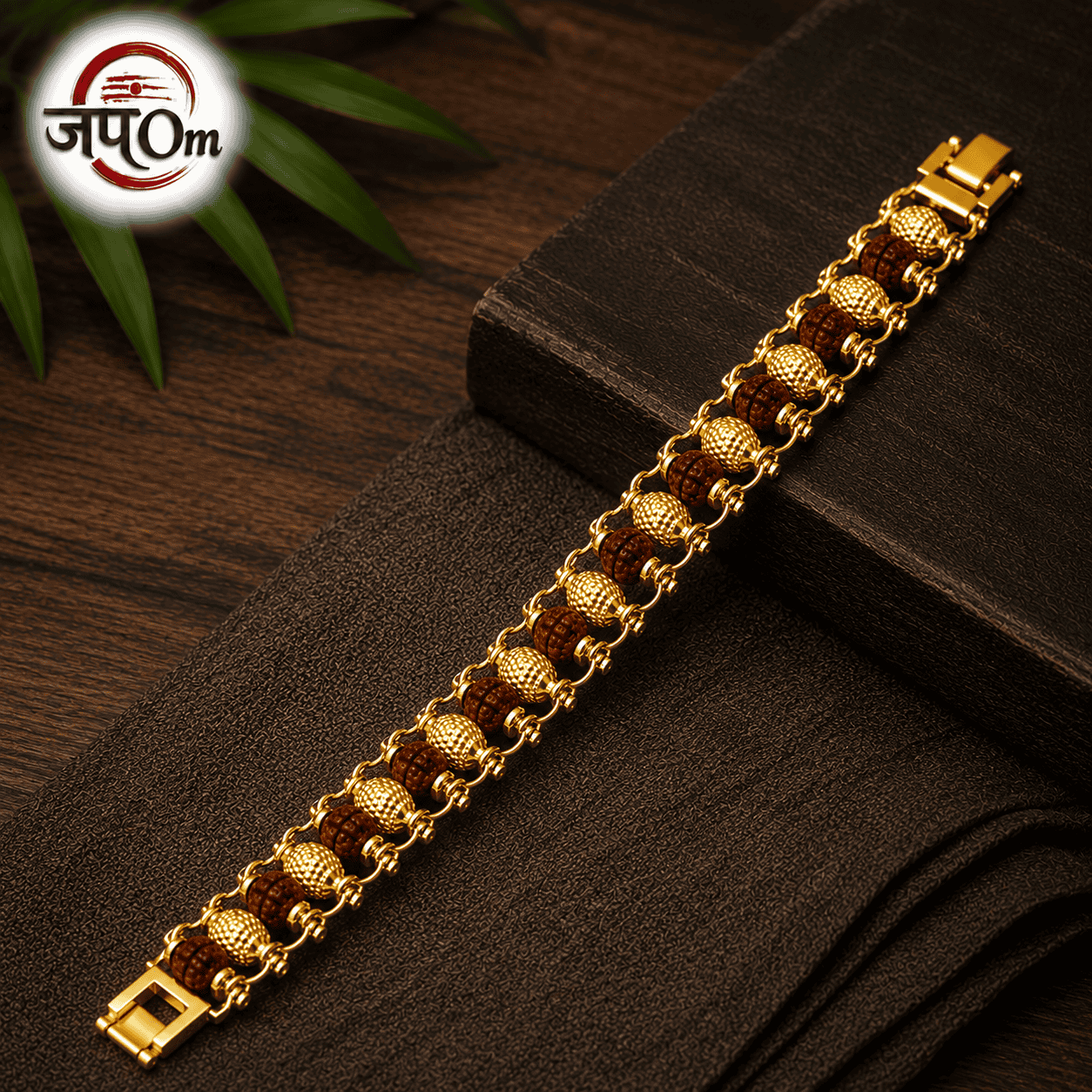 Gold Plated Golden Beads Modern Rudraksha Bracelet3