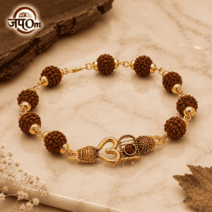 Gold Plated Om Rudraksha Bracelet For Men