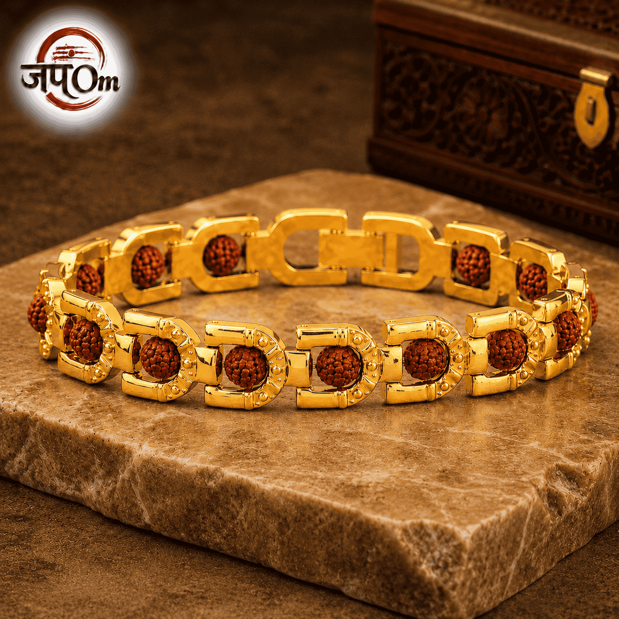 Gold Plated Prime Rudraksha Bracelet For Men2