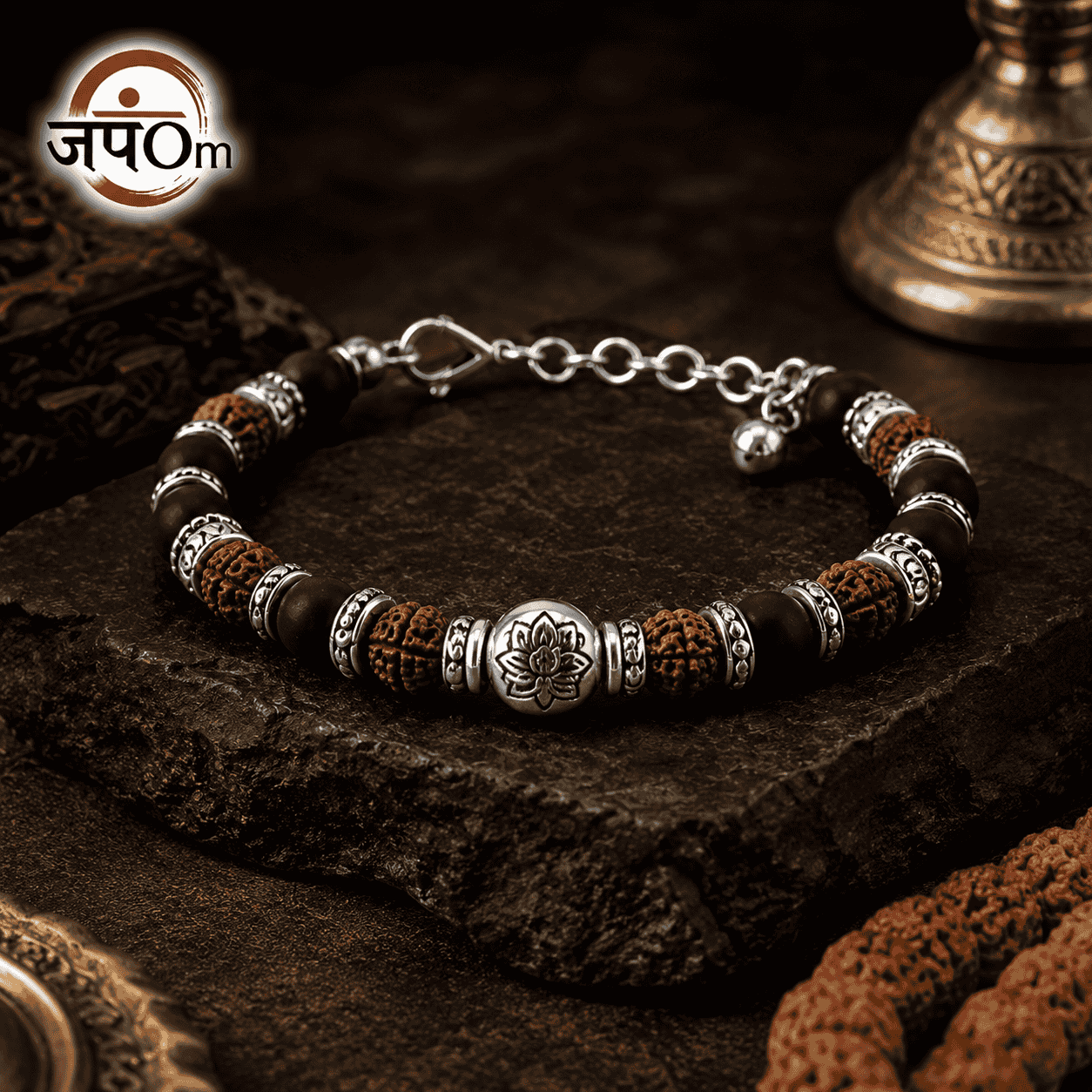 Silver Plated Essential Rudraksha Karungali Bracelet1