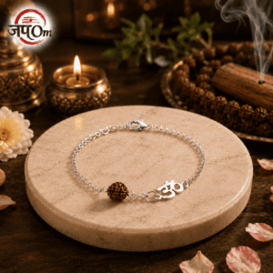 Silver Plated Rudraksha Om Bracelet