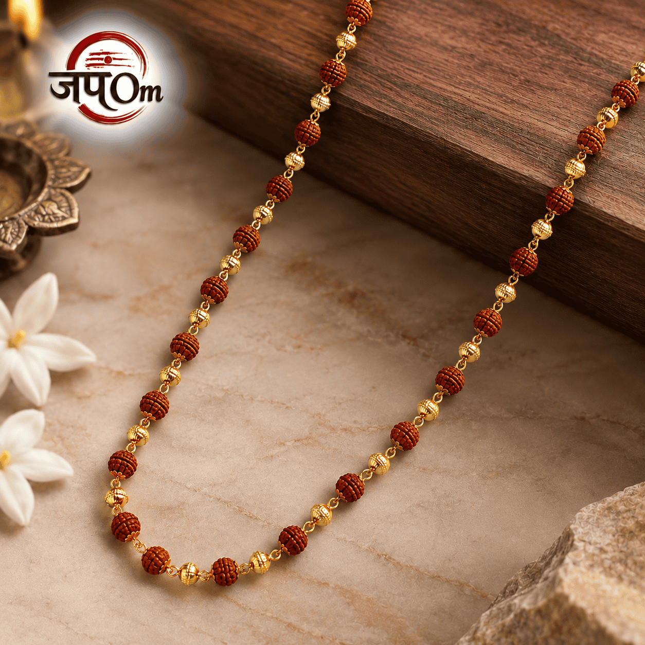 Gold Plated Divine Aura Rudraksha Mala for Women1