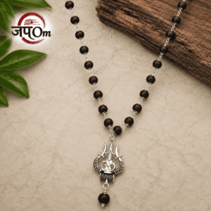 Silver Plated Karungali Necklace with Trishool Pendant