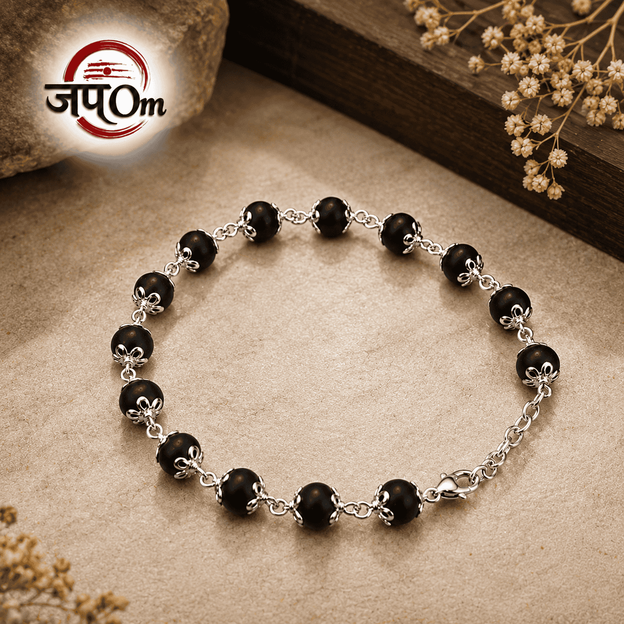 Silver Plated Luna Karungali Beads Bracelet – For Women2