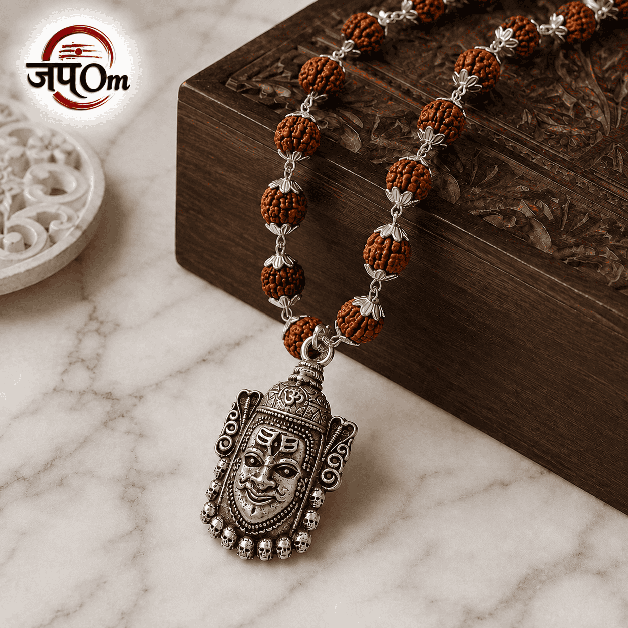 Silver Plated Mahakal Rudraksha Mala1