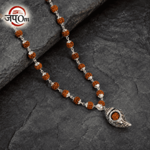 Silver Plated Shiv Shankh Rudraksha Mala