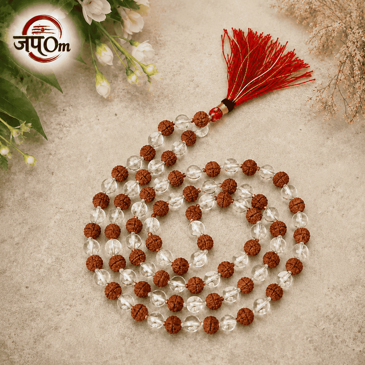 Sphatik and Rudraksha Mala – 108+1 Beads2